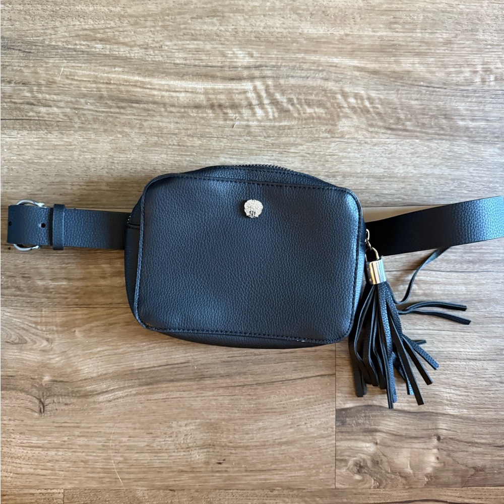 Vince Camuto Black Belt Bag with Tassel